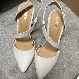 White faux crop heels